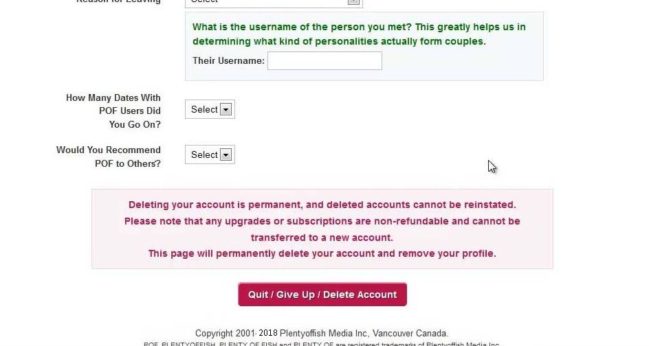 How to delete plenty of fish account