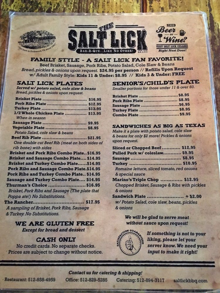 best of Menu Salt lick