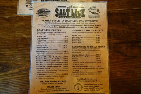 Salt lick menu