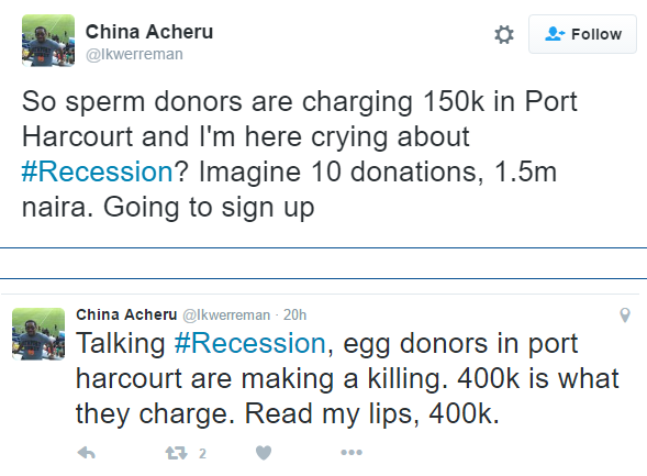 Charge donors no sperm