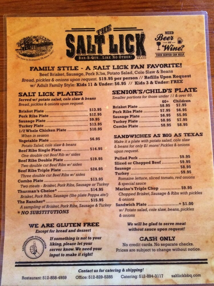 best of Menu Salt lick