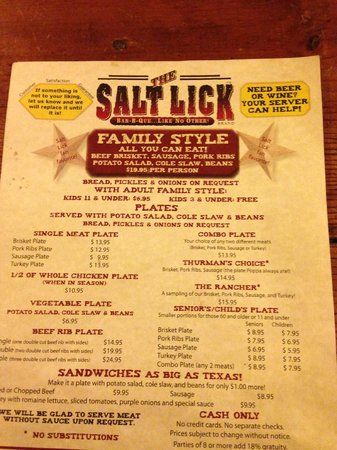 best of Menu Salt lick